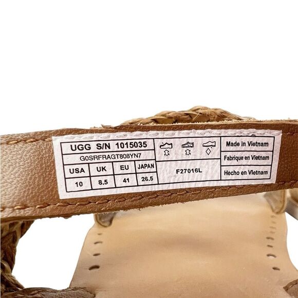 UGG Elin Flat Leather Sandals Braided Strap Chestnut Tan Brown Size 10 - Picture 5 of 6